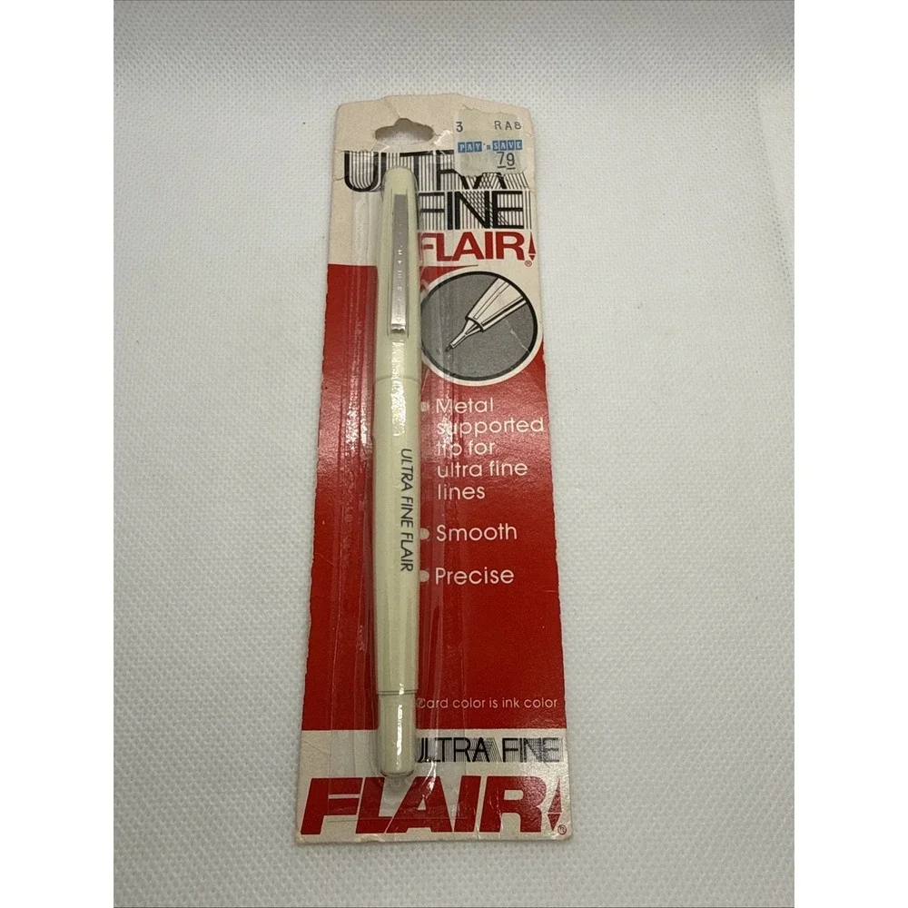 Vintage Paper Mate RED Ultra Fine Flair Pen Metal Tip Sealed USA Packaging NOS